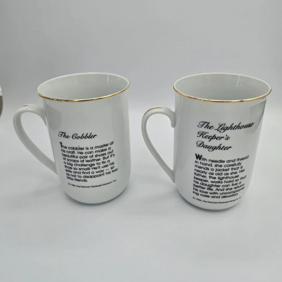 Mugs Norman Rockwell vintage Museum Porcelain Coffee Tea Cups Mugs 1982 Set - Picture 7 of 11